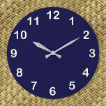 Solid Color: Navy Blue Large Clock<br><div class="desc">Solid Navy Blue Background If you like, you can also add your own images and / or text to this solid background to create your own unique, one-of-a-kind design. This color coordinates with many of our other patterns that include the same color, including chevrons, Moroccan quatrefoils, polka dots, stripes, Greek...</div>