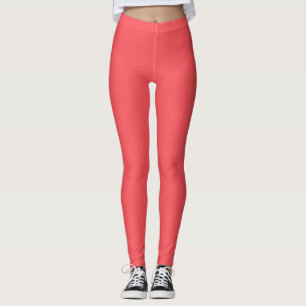 Solid color plain bright coral leggings