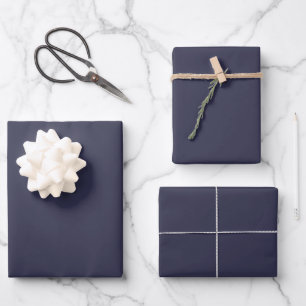 Solid color plain Evening dark Blue Wrapping Paper Sheet
