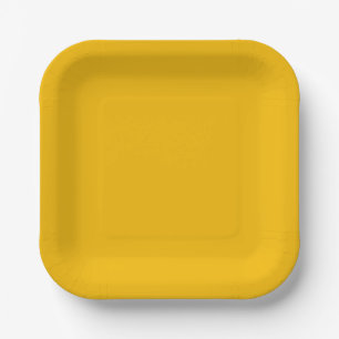 Solid color plain hot yellow freesia paper plate