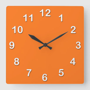 Solid Color: Pumpkin Orange Square Wall Clock