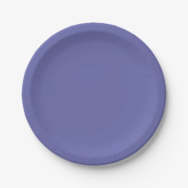 Solid Color | purple blue periwinkle Paper Plate (Front)