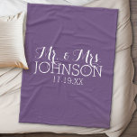 Solid Colour Aubergine Mr & Mrs Wedding Favour Fleece Blanket<br><div class="desc">A bold purple colour with chic fonts make a statement piece for reception favours. The Mr. and Mrs. fonts are easier to customise when you replace all text and photos first. If your art still needs to be adjusted, click on the Customise This button. This will take you to a...</div>