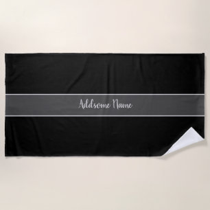 Solid Colour Basic Black Modern Stylish Beach Towel