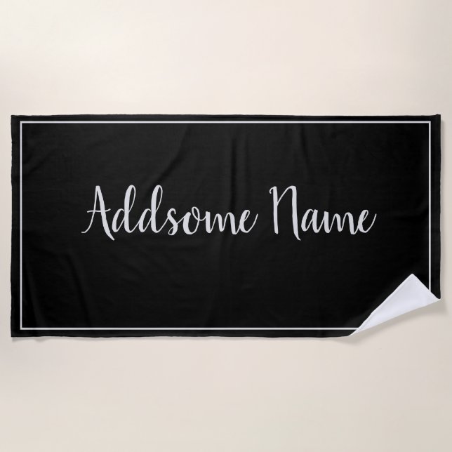 Solid Colour Basic Black Modern Stylish Beach Towel (Front)