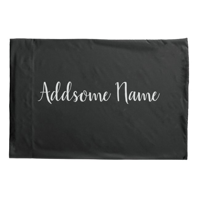 Solid Colour Basic Black Modern  Stylish Pillowcase (Back)