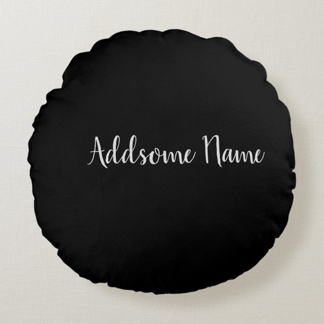Solid Colour Basic Black Modern  Stylish Round Cushion (Front)