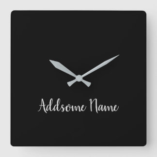 Solid Colour Basic Black Modern Stylish Square Wall Clock