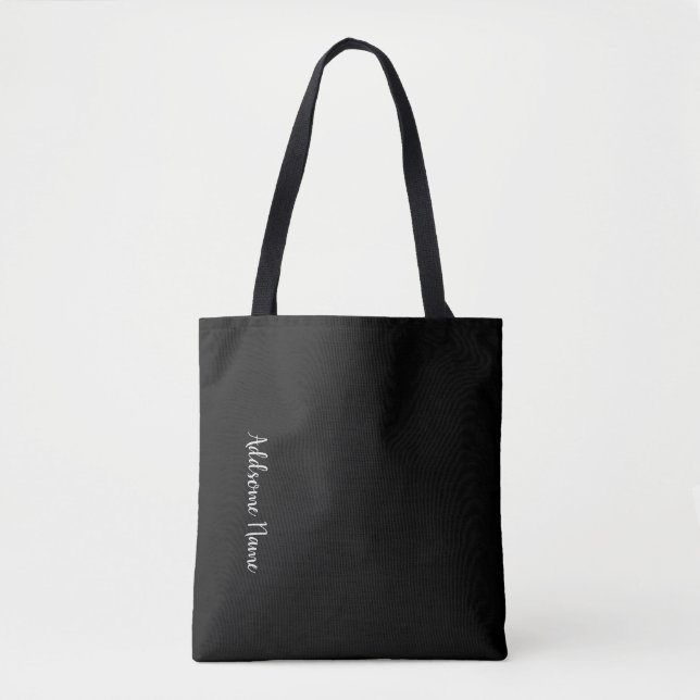 Solid colour Basic Black Modern Stylish Tote Bag (Front)