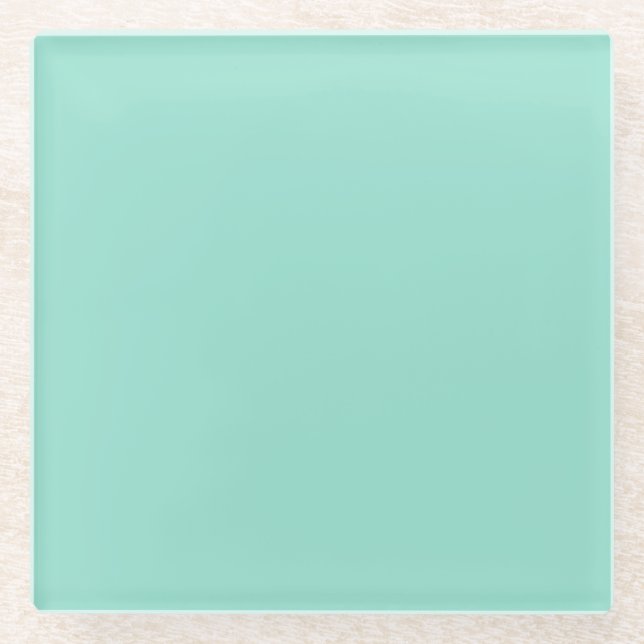 Solid colour Beach Glass plain aqua green mint  Glass Coaster (Front)