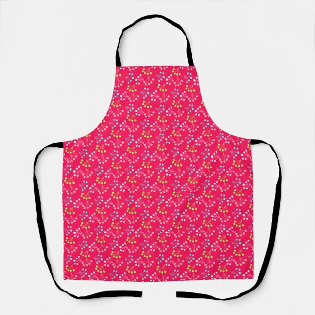 Solid colour berries simple pattern retro sixties  apron (Front)