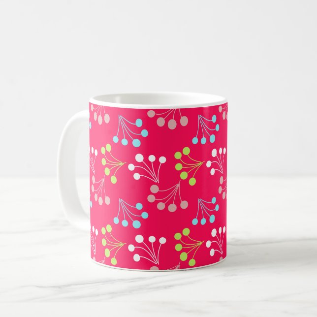 Solid colour berries simple pattern retro sixties  coffee mug (Front Left)