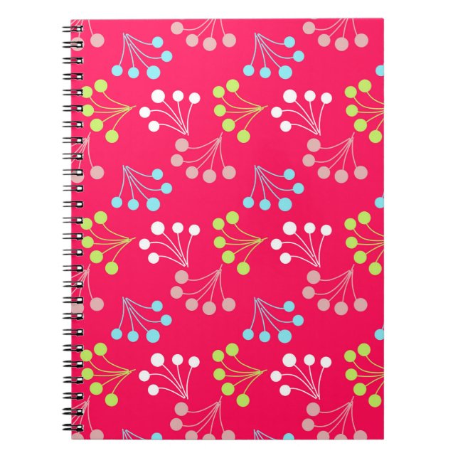 Solid colour berries simple pattern retro sixties  notebook (Front)