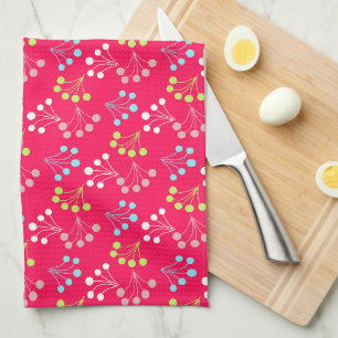 Solid colour berries simple pattern retro sixties tea towel