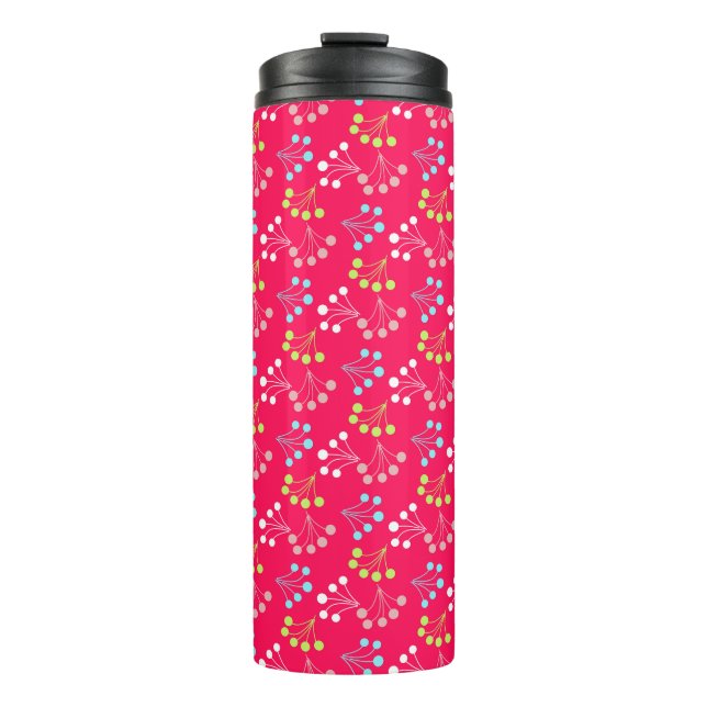 Solid colour berries simple pattern retro sixties  thermal tumbler (Front)