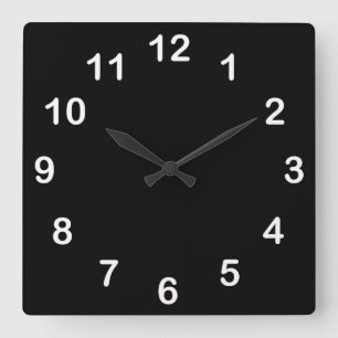 Solid Colour: Black Square Wall Clock
