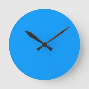 Solid colour bright medium Plain blue Round Clock