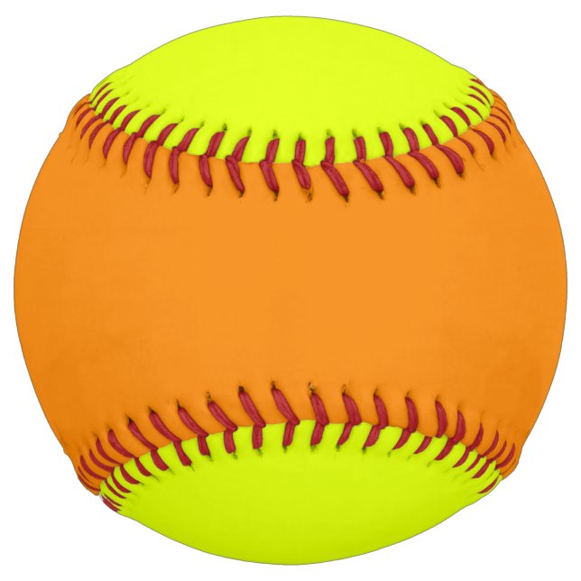 solid colour bright orange and neon yellow softball (Front)