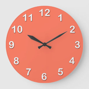 Solid Colour: Coral Large Clock
