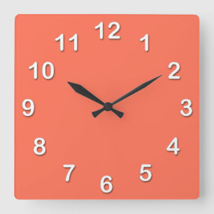 Solid Colour: Coral Square Wall Clock