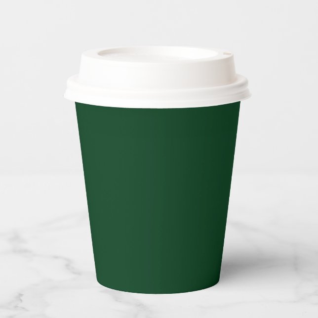 Solid colour dark green paper cups (Front)
