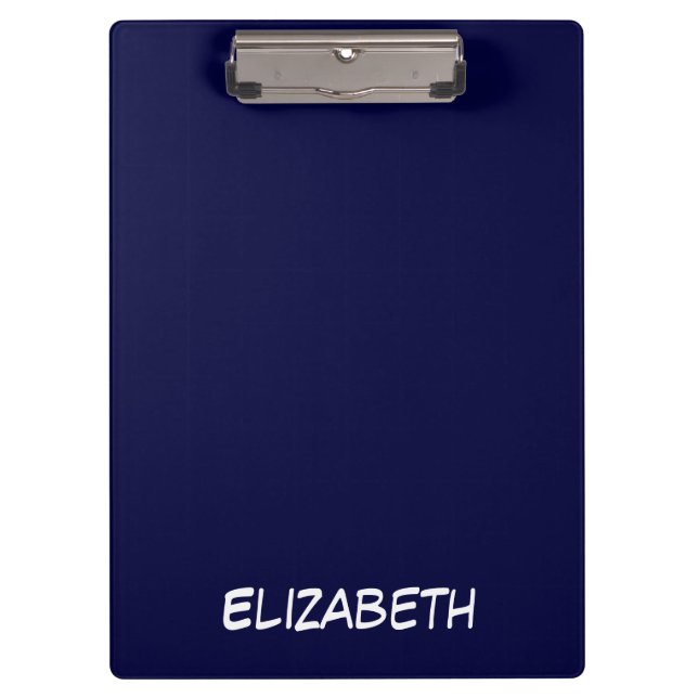 Solid Colour DIY BG, Name Monogram - Navy Blue Clipboard (Front)