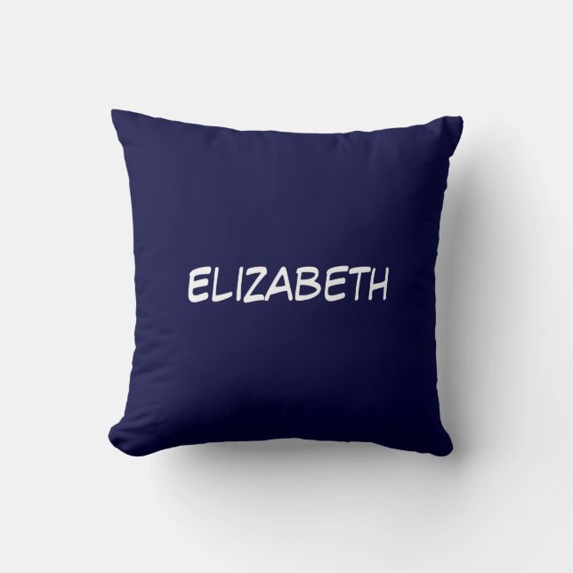 Solid Colour DIY BG, Name Monogram - Navy Blue Cushion (Front)