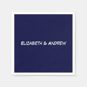 Solid Colour DIY BG, Name Monogram - Navy Blue Napkin