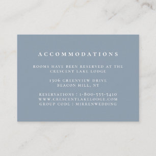 Solid Colour Dusty Blue Wedding Accommodations Enclosure Card