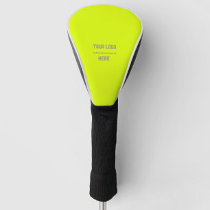 solid colour fluorescent  yellow - your  logo  golf head cover