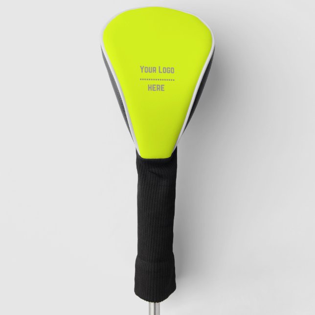 solid colour fluorescent  yellow - your  logo  golf head cover (Front)