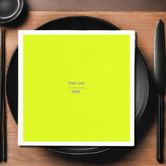 solid colour fluorescent  yellow - your  logo  napkin