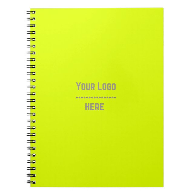solid colour fluorescent  yellow - your  logo  notebook (Front)