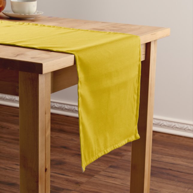 Solid colour goldenrod plain mustard yellow medium table runner (In Situ)