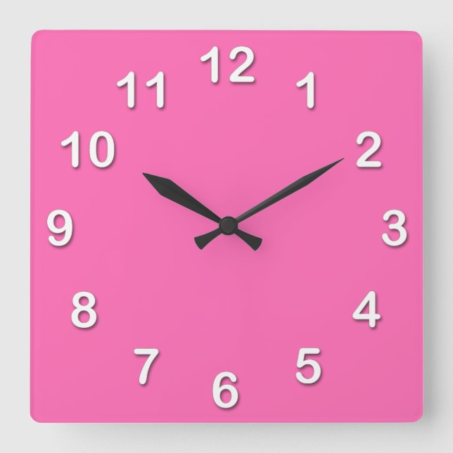 Solid Colour: Hot Pink #2 Square Wall Clock (Front)