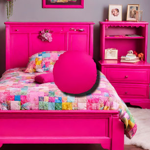 solid colour hot pink round cushion