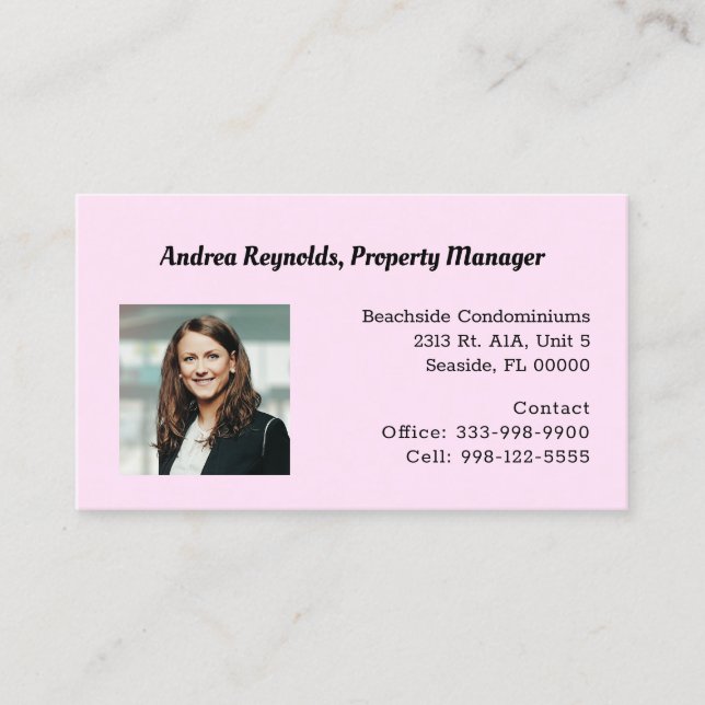 Solid Colour Lady Boss Photo template Business Card (Front)