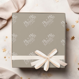Solid Colour Linen Beige - Mr & Mrs Wedding Favour Wrapping Paper