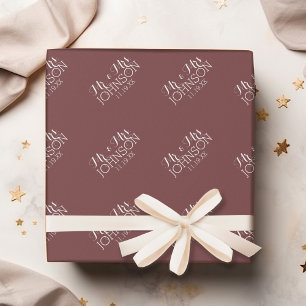 Solid Colour Marsala - Mr & Mrs Wedding Favours Wrapping Paper
