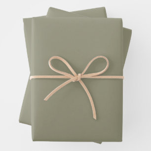 Solid Colour Minimalist Earthy Olive Green Wrapping Paper Sheet