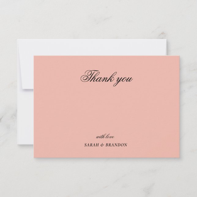 Solid Colour Minimalist Script Wedding Thank You  Card (Front)