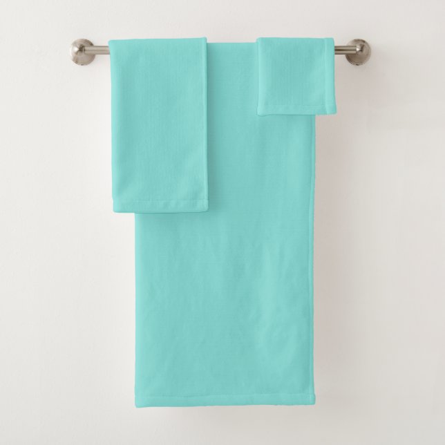 Solid colour misty teal turquoise bath towel set (Insitu)