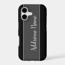 Solid Colour Modern Basic Black Monogrammed
