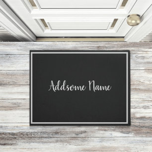 Solid Colour Modern Basic Black Monogrammed Doormat