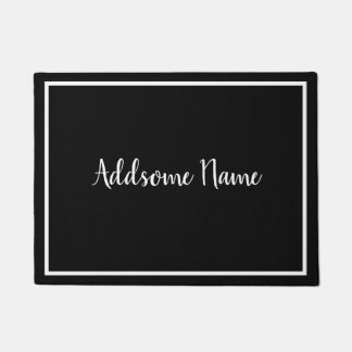 Solid Colour Modern Basic Black White Monogrammed Doormat
