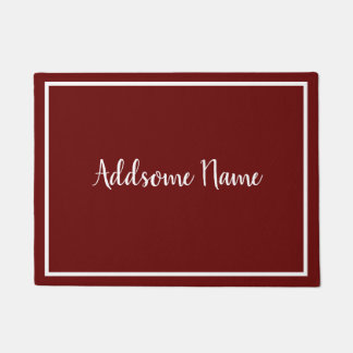 Solid Colour Modern Basic Burgundy White Monogram Doormat