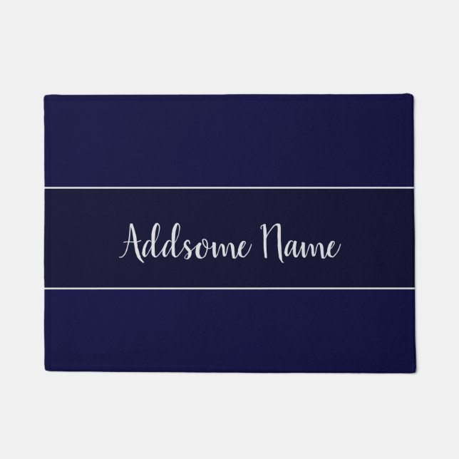 Solid Colour Modern Navy  Blue Stylish Doormat (Front)