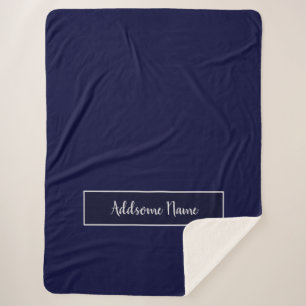 Solid Colour Modern Navy Blue Stylish Sherpa Blanket
