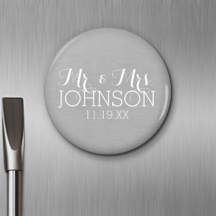 Solid Colour Mr & Mrs Wedding or Anniversary Favou Magnet
