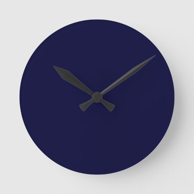 Solid colour Navy Blue Modern Stylish Round Clock (Front)